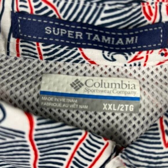 Men’s Columbia Super Tamiami Marlin Print Vented Fishing Shirt 2XL Excellent - Picture 3 of 12